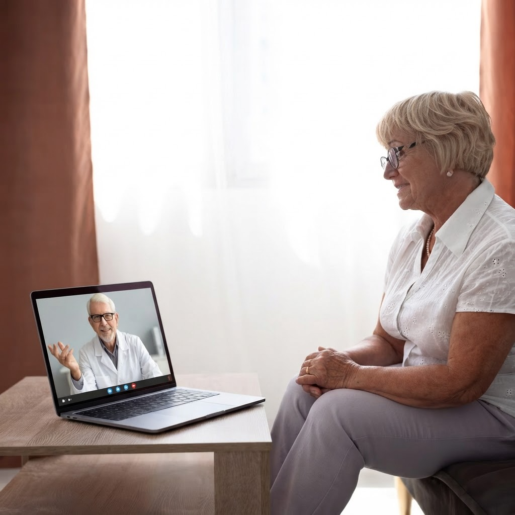Woman watching laptop screen